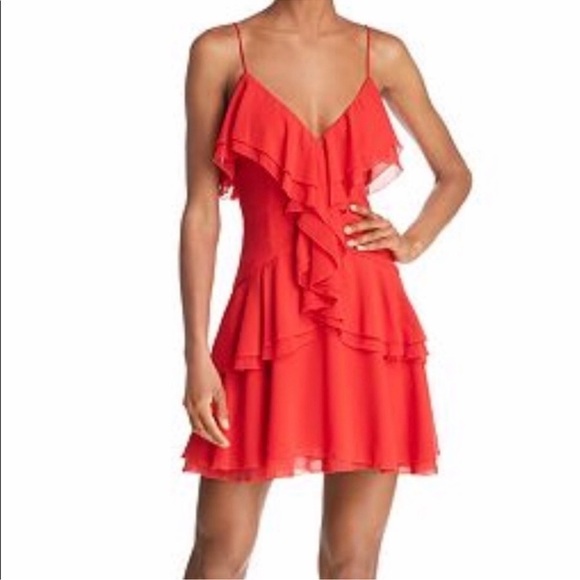 C/Meo Collective Elude Ruffle Red Mini Dress - Picture 1 of 4